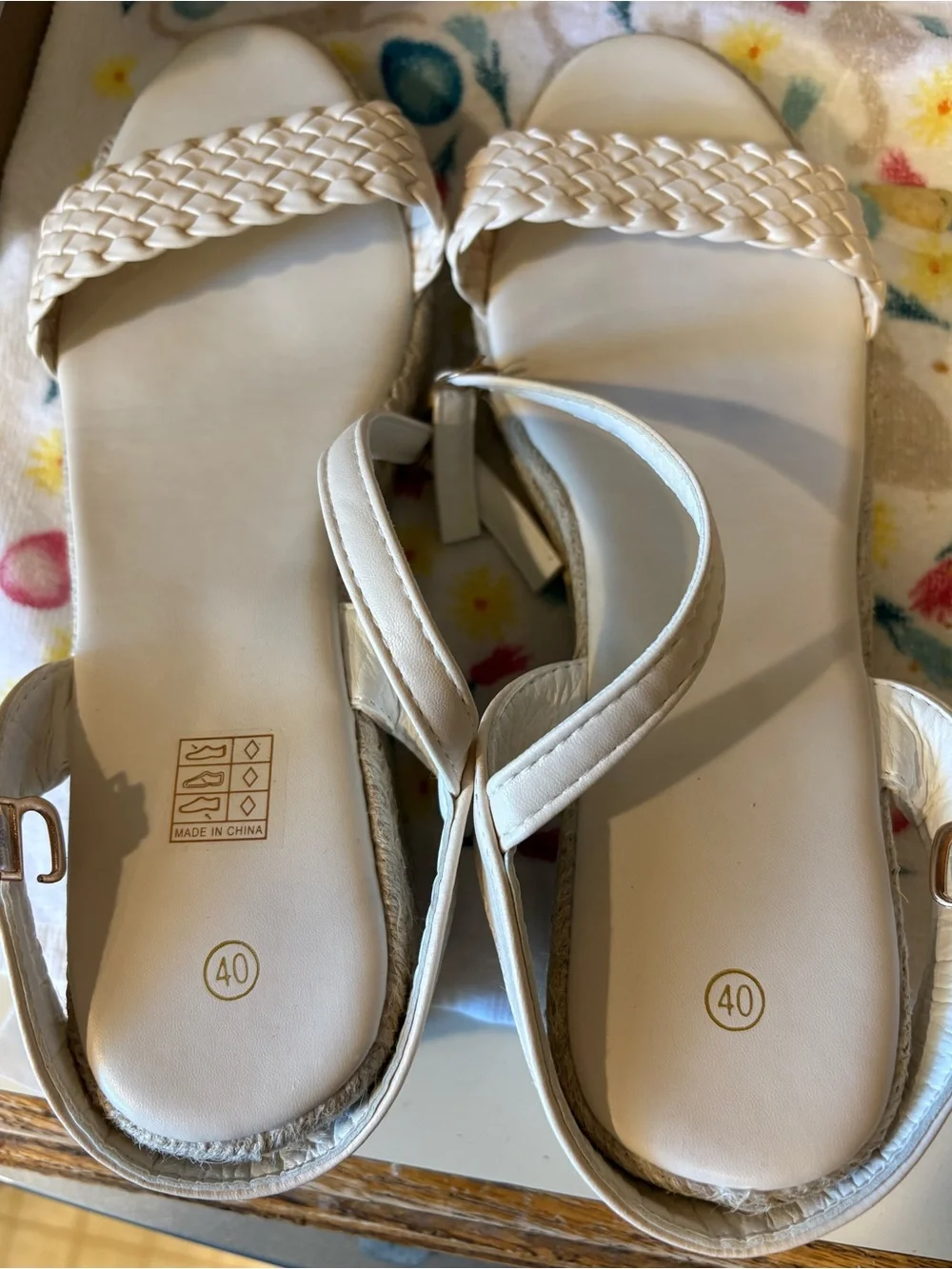 Womens Cream Wedge Sandals Espadrille